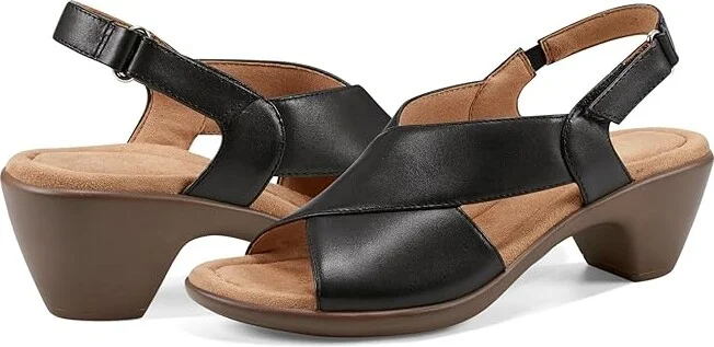 Easy Spirit Chantal Women's Sandals Black Leather : 9 M (B), Leather/Rubber
