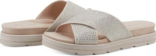 Easy Spirit Stacy Women's Sandals Light Natural Linen : 8 M (B), Rubber/Suede
