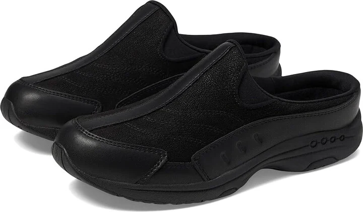 Easy Spirit Traveltime 234 Women's Shoes Black/Black Leather : 5 M (B), Leather/Textile