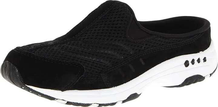 Easy Spirit Traveltime Women's Clog Shoes Black Suede/White : 6 M (B) - Image 2