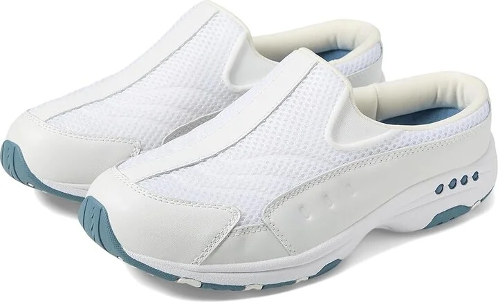 Easy Spirit Traveltime Women's Clog Shoes White Leather/Light Blue : 6 M (B)