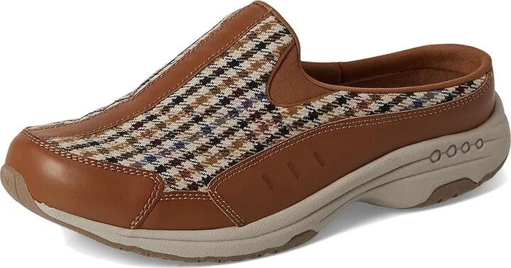 Easy Spirit Traveltime758 Women's Clog Shoes Camel/Natural Houndstooth : 8.5 WW (EE), Synthetic - Image 5