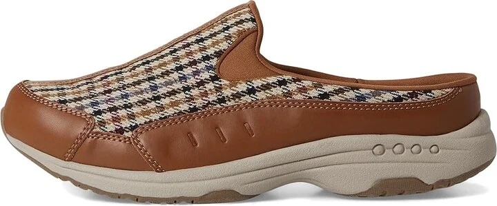 Easy Spirit Traveltime758 Women's Clog Shoes Camel/Natural Houndstooth : 8.5 WW (EE), Synthetic - Image 6