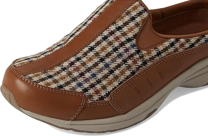 Easy Spirit Traveltime758 Women's Clog Shoes Camel/Natural Houndstooth : 8.5 WW (EE), Synthetic - Image 7