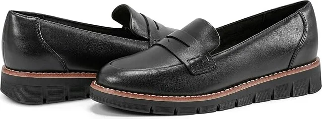 Easy Spirit Velia Women's Flat Shoes Black Leather : 8.5 W (D), Leather/Suede