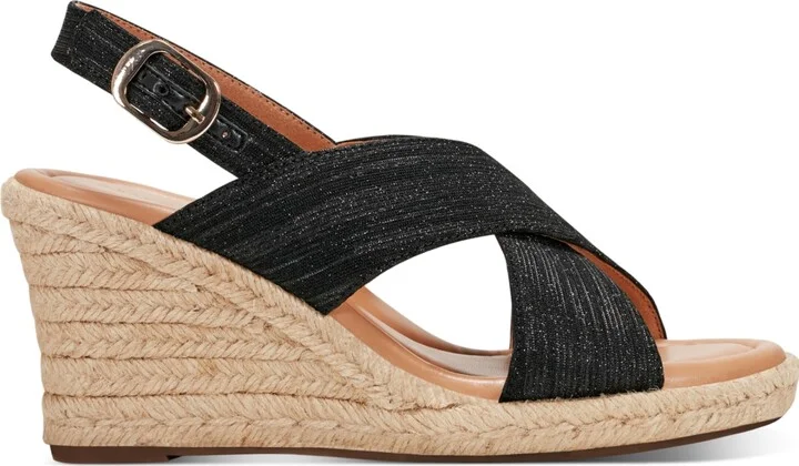 Easy Spirit Women's Ariane Espadrille Wedge Sandals - Black/Silver - Image 2