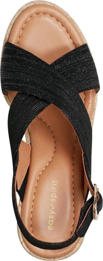 Easy Spirit Women's Ariane Espadrille Wedge Sandals - Black/Silver - Image 4