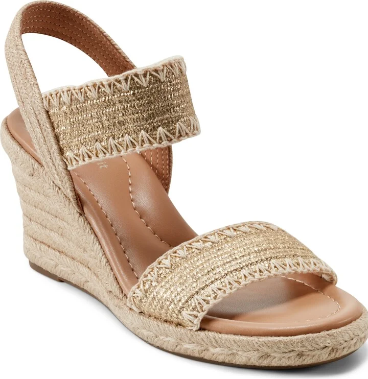 Easy Spirit Women's Ariella Espadrille Wedge Sandals - Gold/Natural