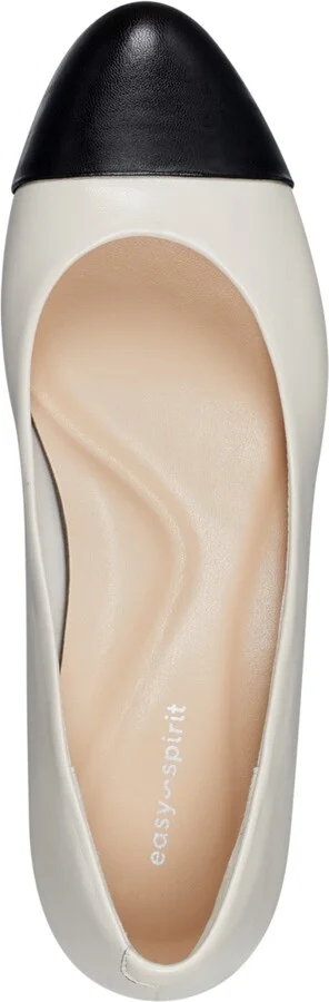 Easy Spirit Women's Eflex Lucinda Slip-On Block Heel Dress Pumps - Ivory Leather, Black - Leather, Faux Lea - Image 4