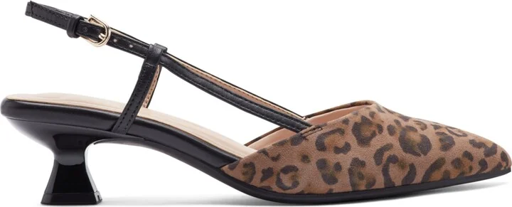 Easy Spirit Women's Havana eFlex Slingback Kitten Heel Pumps - Leopard Suede/Black Leather - Image 2