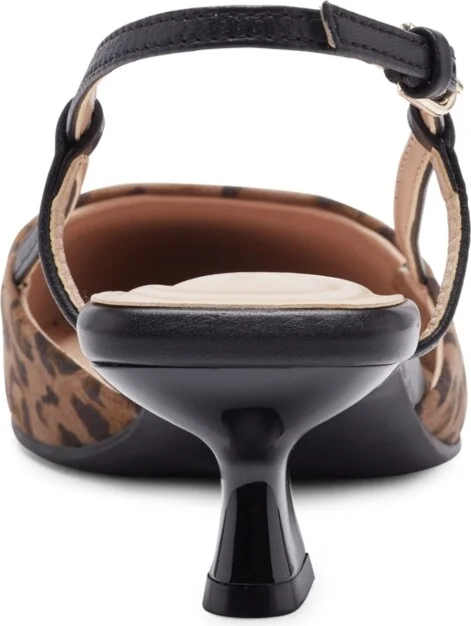 Easy Spirit Women's Havana eFlex Slingback Kitten Heel Pumps - Leopard Suede/Black Leather - Image 3