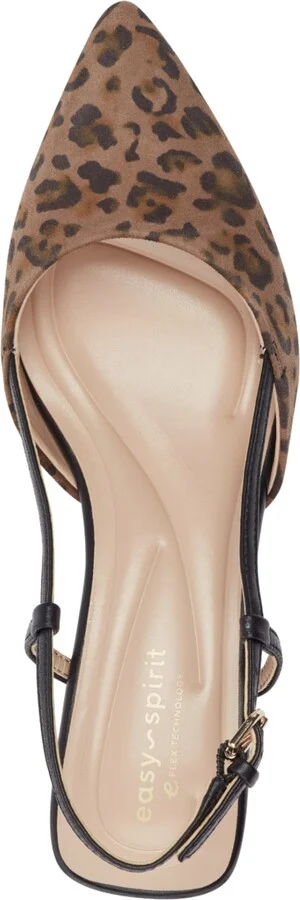 Easy Spirit Women's Havana eFlex Slingback Kitten Heel Pumps - Leopard Suede/Black Leather - Image 4