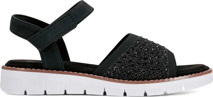 Easy Spirit Women's Jaela Embellished eFlex Flat Sandals - Black, Silver - Image 2