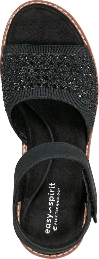 Easy Spirit Women's Jaela Embellished eFlex Flat Sandals - Black, Silver - Image 4