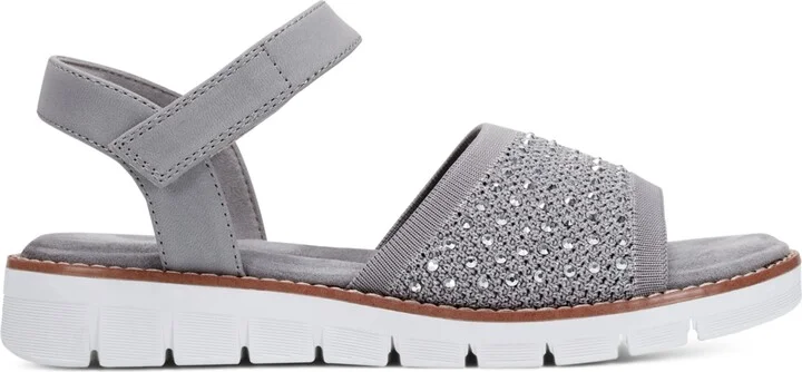 Easy Spirit Women's Jaela Embellished eFlex Flat Sandals - Black, Silver - Image 6