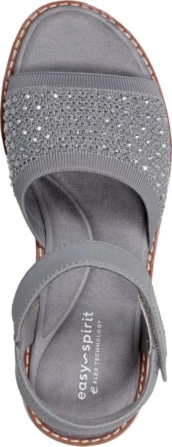 Easy Spirit Women's Jaela Embellished eFlex Flat Sandals - Black, Silver - Image 8