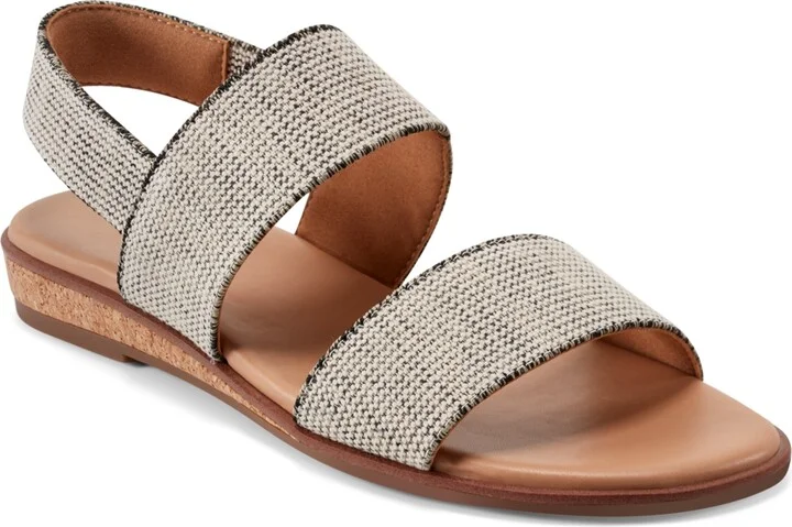 Easy Spirit Women's Lana Double Band Flat Slingback Sandals - Black/Beige