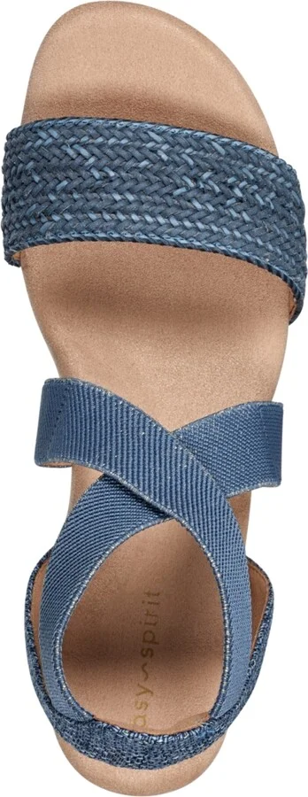 Easy Spirit Women's Lorena Woven Strappy Wedge Sandals - Blue/Gold - Image 4