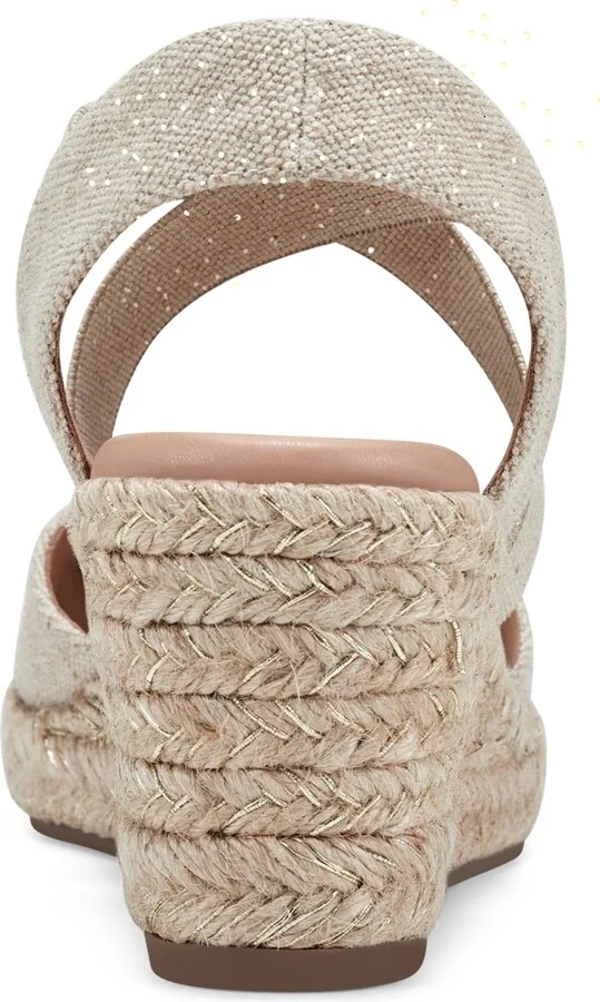 Easy Spirit Women's Meza Casual Strappy Espadrille Wedges Sandal - Medium Natural, Gold Textile - Image 3