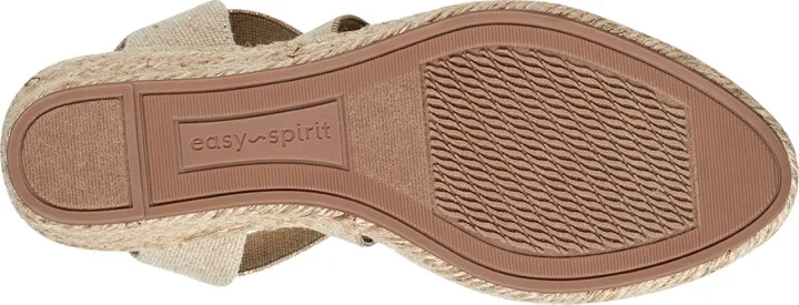 Easy Spirit Women's Meza Casual Strappy Espadrille Wedges Sandal - Medium Natural, Gold Textile - Image 4