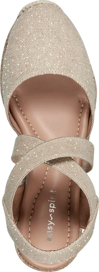Easy Spirit Women's Meza Casual Strappy Espadrille Wedges Sandal - Medium Natural, Gold Textile - Image 5