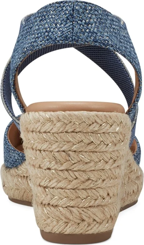 Easy Spirit Women's Meza Casual Strappy Espadrille Wedges Sandal - Medium Natural, Gold Textile - Image 7