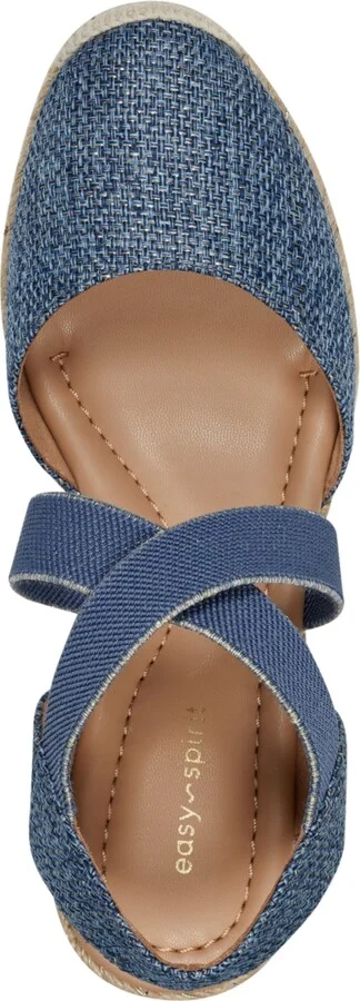 Easy Spirit Women's Meza Casual Strappy Espadrille Wedges Sandal - Medium Natural, Gold Textile - Image 8