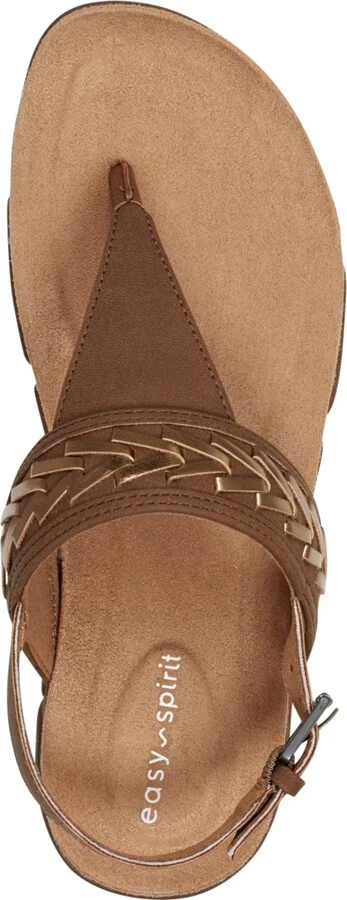 Easy Spirit Women's Monte Woven T-Strap Flat Sandals - Medium Brown/Bronze - Image 4