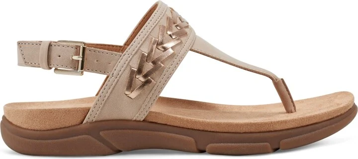 Easy Spirit Women's Monte Woven T-Strap Flat Sandals - Medium Brown/Bronze - Image 11