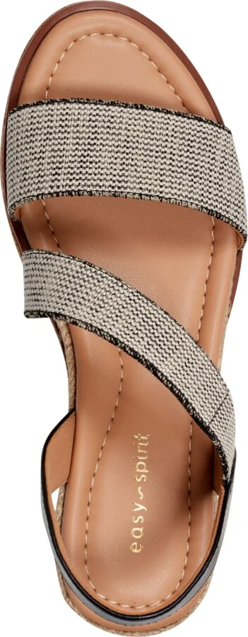 Easy Spirit Women's Sabina Strappy Low Wedge Sandals - Beige/Black - Image 4