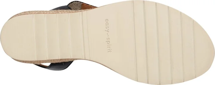 Easy Spirit Women's Sabina Strappy Low Wedge Sandals - Beige/Black - Image 5