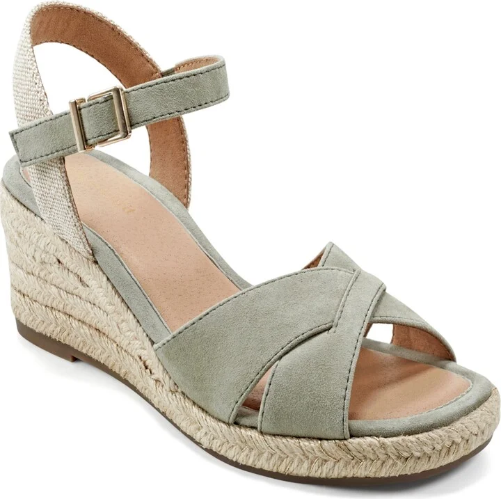 Easy Spirit Women's Shandra Ankle Strap Round Toe Wedge Sandals