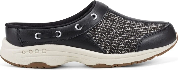 Easy Spirit Women's Travelport Nautical Mule Walking Sneakers - Black Woven/Leather - Image 2