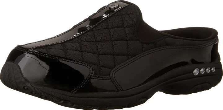 Easy Spirit womens Traveltime Clog Black/Silver Patent 10.5 W US