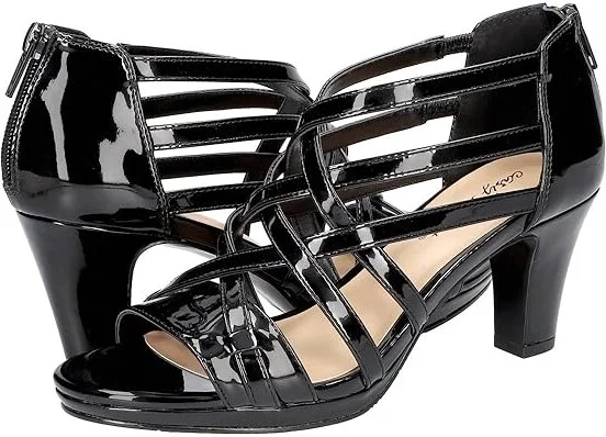 Easy Street Bee Women's Sandals Black Patent : 7.5 M (B), Leather