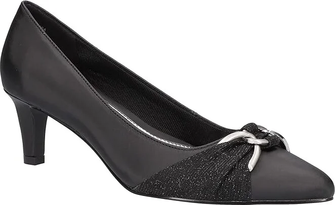 Easy Street Electa Women's Shoes Black Satin : 6.5 N (AA), Synthetic