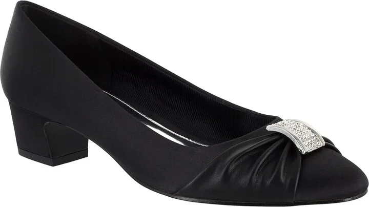 Easy Street Eloise Women's Shoes Black Satin : 6.5 N (AA), Synthetic