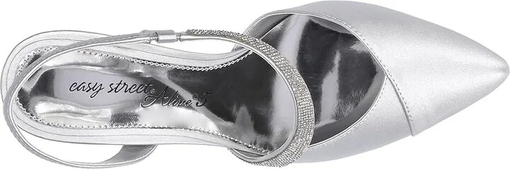 Easy Street Emerald High Women's Heels Silver Satin : 9.5 M (B), Faux Leather/Rubber - Image 2