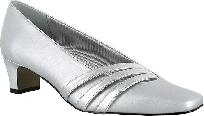 Easy Street Entice Women's Shoes Silver Satin : 8 N (AA), Synthetic