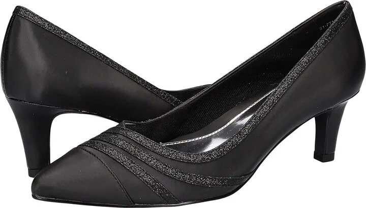 Easy Street Nobel High Women's Heels Black Satin : 9 N (AA), Synthetic