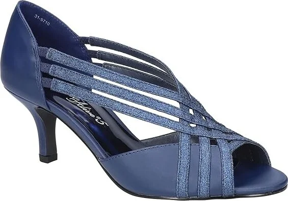Easy Street Oceana High Women's Heels Navy Satin : 9.5 M (B), Leather