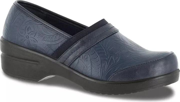 Navy Embossed Faux Leather