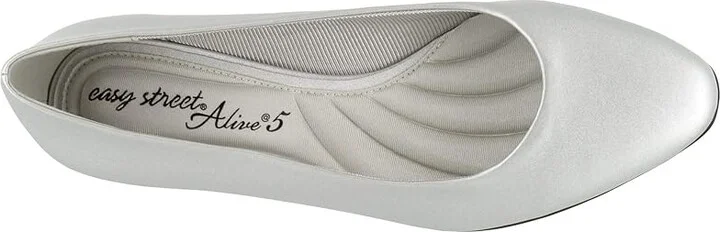 Easy Street Prim Women's Shoes Silver Satin : 9 N (AA), Synthetic - Image 2