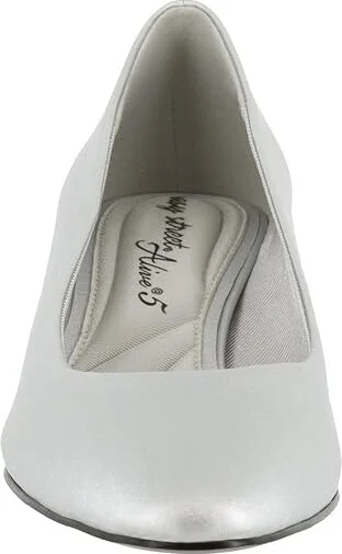 Easy Street Prim Women's Shoes Silver Satin : 9 N (AA), Synthetic - Image 5
