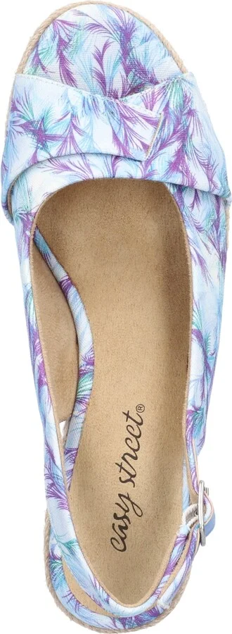 Easy Street Women's Devlin Espadrille Wedge Sandals - Blue, Purple - Fabric - Image 4