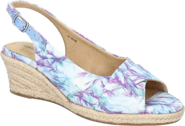 Easy Street Women's Devlin Espadrille Wedge Sandals - Blue, Purple - Fabric
