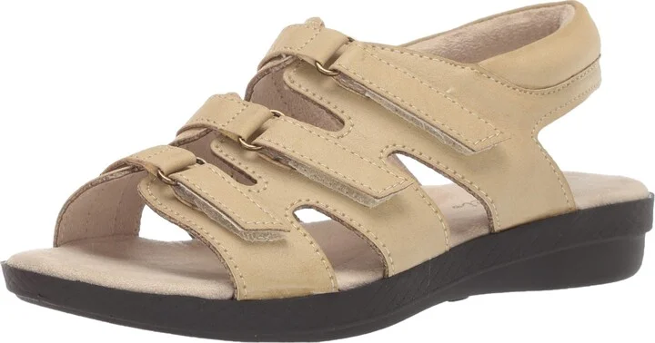 Easy Street Women's Rae Casual Sandal with Hook and Loop Closures Flat