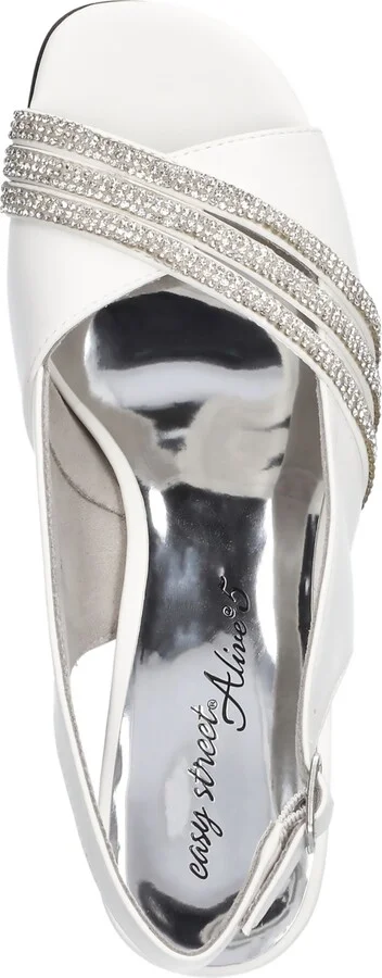Easy Street Women's Teton Dress Heel Sandals - White W/ Stones - Image 4