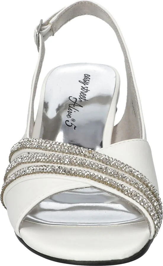 Easy Street Women's Teton Dress Heel Sandals - White W/ Stones - Image 6