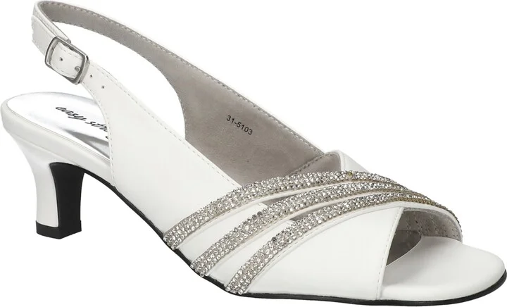 Easy Street Women's Teton Dress Heel Sandals - White W/ Stones